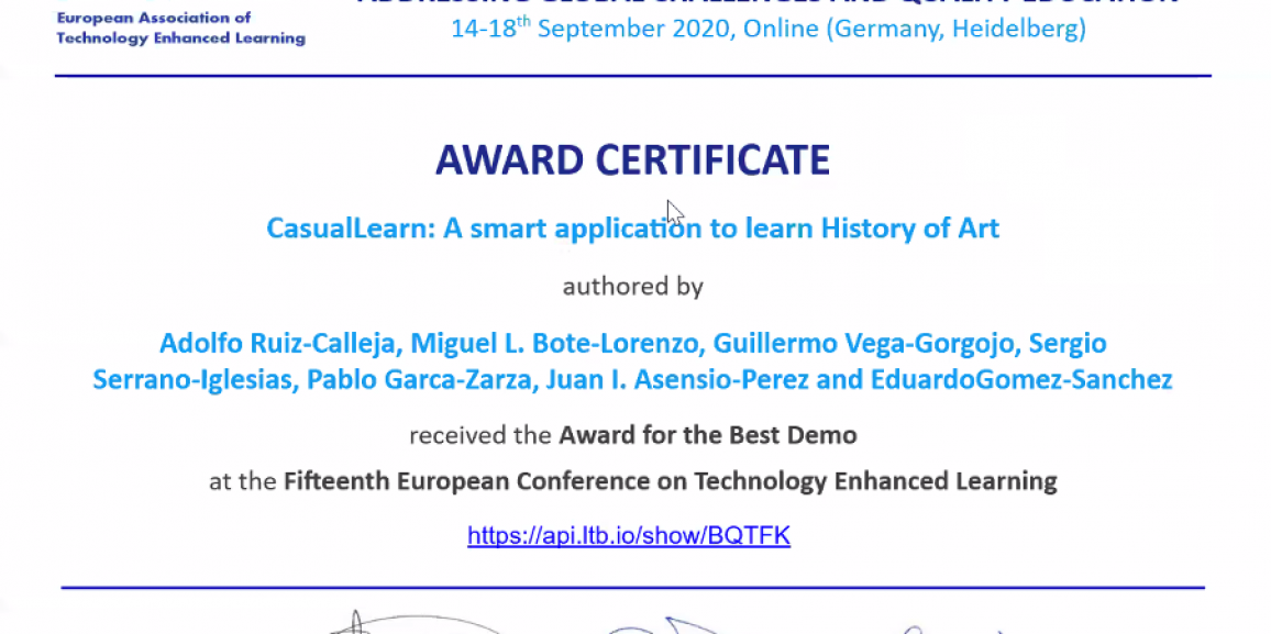 Casual Learn was awarded in ECTEL 2020